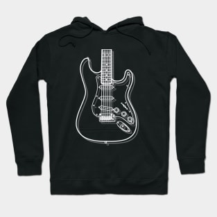 S-Style Electric Guitar Body Outline Dark Theme Hoodie